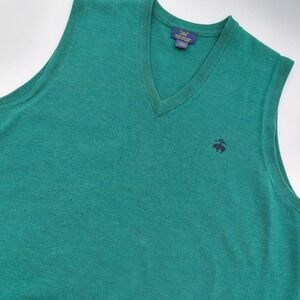 Brooks Brothers Mens Size L 346 Extra Fine Merino Wool Sweater Vest Kelly Green